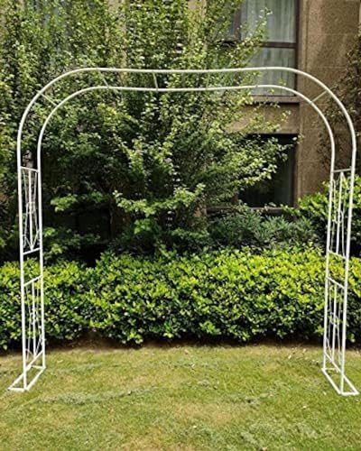 Rose Arch Arbors Durable Metal Trellis Plants Support For Outdoor Garden Pergola Climbing Plants Wedding Arch With Base Black/White, 1.5 x 2.4 x 0.4 M, Friendly32