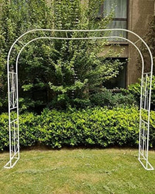 Rose Arch Arbors Durable Metal Trellis Plants Support For Outdoor Garden Pergola Climbing Plants Wedding Arch With Base Black/White, 1.5 x 2.4 x 0.4 M, Friendly32