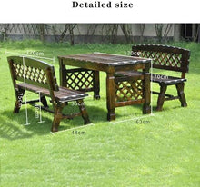 ERoomQ Outdoor GThe Bench,Outdoor GThe Patio Bench, 47in Park GThe Bench Wood Retro Solid Wood seat, Courtyard 2-3 seat Weatherproof Porch Chair Bench (1 Table and 2 Chairs)