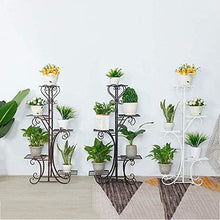 MIIKHI Flower Stand Metal Plant Stand Flower Pot Shelf 5 Tier Classic Patio Stand Holder Displaying Multiple Plants Flowers Storage Shelf,Brown,50X20X106Cm