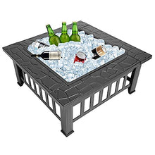 Garden Fire Pit Grill Bowl Grill Barbecue Rack Outdoor Fire Pit Garden Brazier Portable Courtyard Large Fire Bowl Cast Iron Fire Garden Outdoor for Patio Terrace Camping, Black 82x82x44cm (Bl