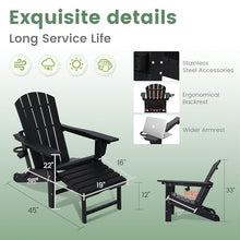 Wildformers Adirondack Chair Set of 4 with Retractable Ottoman, Adjustable Reclining, Folds for Easy Carry, Black