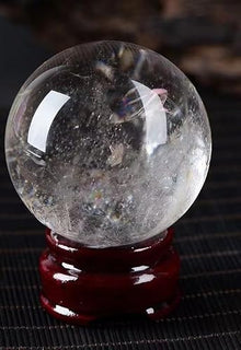 FOTCFATEV Round Rock Quartz Crystal Ball Gemstone Figurine with Stone Stand, Polished Divination Sphere for Yoga Feng Shui Home Decor,62~65mm