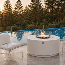 AMS Round Concrete GFRC Propane Gas Fire Pit Table (Cream White)