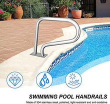 Pool Handrail Handle Grab Rails Swimming 32"x22.5" Pool Stair Rail, Stainless Steel Pool Railing for Inground Swimming Pool Entrance with Blue Grip Cover