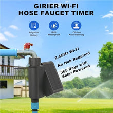 Watering Timers, Smart Water Timer Solar Powered WiFi Sprinkler with Brass Inlet Automatic Irrigation Controller No Hub Required for Garden Hose
