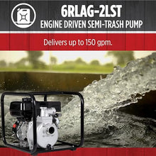 Red Lion 6RLAG-2LST Semi-Trash Gas Powered Transfer Pump, 150 GPM, 208cc