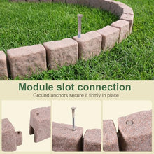 Generic Faux Stone Landscape Edging Decorative Stone-Look Garden Border with 24 Pieces Spikes 12pcs for DIY Outdoor Yard Landscaping