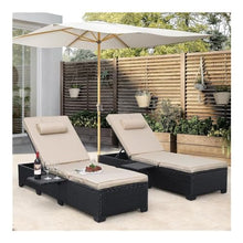 UOPYNE Patio PE Wicker Lounge Chairs, Outdoor Chaise Lounge, All-Weather PE Rattan Patio Chaise Lounge Chair Set of 2, Wicker Poolside Lounge Chair Sunbathing Camping Beach Pool Chairs