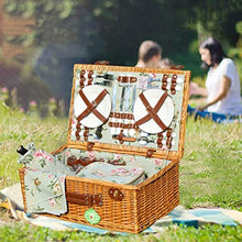 ZYBB Picnic Basket Wicker with Cutlery Insulation Bag Napkin Willow for 4 People (Color:B)
