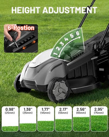 Litheli 18" Self-Propelled Lawn Mower Electric, 2 x 5.0Ah Cordless Push Mower