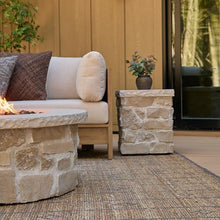 Real Flame Scottsdale Propane Tank Cover for Outdoor Gas Fire Pits, Storage Hideaway Side Table for 20 Pound Propane Tank, Natural Stacked Stone-Like Finish in Beige