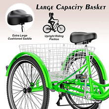 NAIZEA Adult Tricycle 7 Speed Three Wheel Cruiser Bike 20/24/26 inch with Large Basket Apple Green