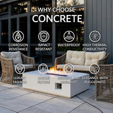 52" Rectangle GFRC Propane Fire Pit Table, 65,000 BTU, CSA Certified