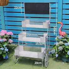 RWGOVLU Rotatable Three-Tier Flower Stand, American Industrial Style Flower Stand with Wheels, Outdoor Garden Flower Shop Floor Decoration