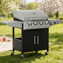 4-Burner Propane Gas Grill with, Outdoor BBQ Grill with Built-in Thermometer, Storage Cabinet, for Backyard Patio & Family BBQ