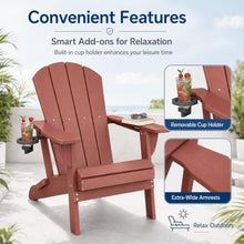 Patio Kingdom Folding Adirondack Chairs Set of 6 with Cup Holders, Heavy Duty HDPE Plastic Outdoor Chairs, Weather Resistant Heavyweight Patio Furniture Set for Deck, Fire Pit, Backyard, Coral