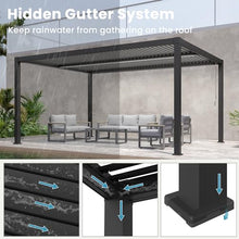 RoyalCraft 12'x16' Adjustable Louvered Pergola Heavy-Duty Aluminum Black