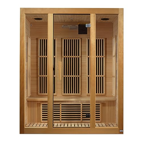 Maxxus Sauna Bellevue Edition 3 Person Low EMF FAR Infrared Carbon Canadian Hemlock