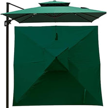 AMUYTCP Outdoor Market Patio Umbrella Canopy Cover, 10 X 10ft Patio Umbrella Replacement Canopy Square Cantilever Umbrella Replacement Cover 2-Tier Top Cover (Color:Dark Green)