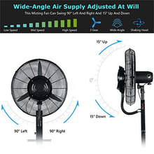 sdneNest Oscillating Misting Fan, Outdoor 90° Oscillating Pedestal Fan with Mist, 3 Speed Setting, Commercial Heavy Duty Shop, Garage, Barn Fan Misters (Black 81cm/31.9in)