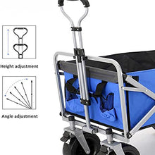 Foldable Garden Cart Outdoor l Heavy-Duty Beach Cart Portable with Adjustable Push-Pull Handle Wagon Stroller Suitable for Courtyard Beach Shopping(100 X 72 X 43 cm) (Black)