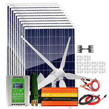 2000W Wind Solar Kit with 2000W 24V Power Inverter for Home Off Grid System：1000W Wind Turbine Generator + 10pcs 100W Poly Solar Panel + Hybrid MPPT Charge Controller + Accessory