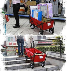 Shopping Cart Folding Garden Trolley Cart Heavy Duty Wagon Multi-Function Shopping Cart for Outdoor Camping Beach Supermarket Handcart