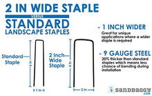Sandbaggy 2 Inch Extra Wide Landscape Staples 9 Gauge Heavy Duty Silver (5000 Staples)