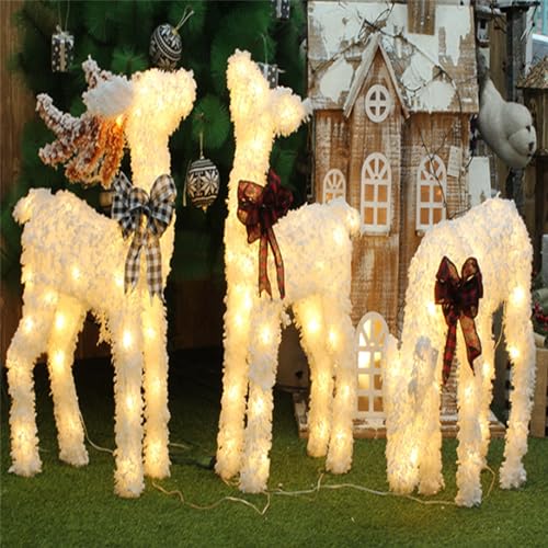 Usknxiu Christmas Decorations Lighted Reindeer Kit Light Up Reindeer Outdoor Christma Home Decoration Christmas Deer Family 3Pack