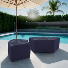 FDP 24" x 48" S-Curve Oversized Outdoor Ottoman Featuring Sunbrella Two-Tone - Weather-Resistant, Fade-Resistant, Assembled Patio Furniture for Backyard, Poolside Seating, 18" H - Indigo/Navy