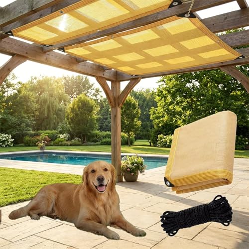 90% 24 X 60 FT Yellow Shade Cloth, Outdoor Sunblock Shade Cloth with Grommets, Durable Sun Shade Netting Shading Antifreezing for Patio, Garden, Plants Cover, Greenhouse, Barns, Dog Kennel