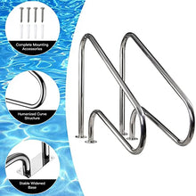 BSNANCA Pool Rail 31.5" Pool Railing 304 Stainless Steel Silver Pool Handrail Humanized Swimming Pool Handrail with Blue Grip Cover, 2Pcs,ARA (ARG)