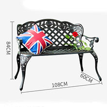 KLYCHF Garden Bench Terrace Garden Benches Retro Decorative Benches Aluminum Bench with backrest and armrests Outdoor Park Balcony Lounge Chair Suitable for Lawn Porch (B)