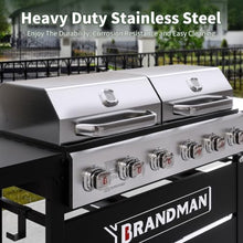 Brand-Man 6-Burner Propane Gas Grill Griddle Combo 2-in-1 Outdoor BBQ Grill