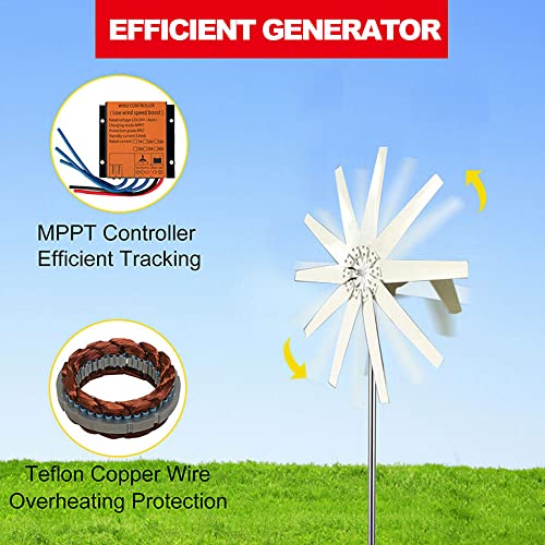 AISINILALAO 10000W Horizontal Wind Turbine Generator,12V-220V Portable Vertical Wind Power Turbine Generator Kit with Charge Controller,220v
