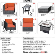 Generic XIZZI 11-Piece Outdoor Sectional Sofa Set with Swivel Rocking Chairs and Fire Pit Table Orange Red
