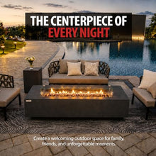 AMS 72" Rectangular Cast Concrete Propane Gas Fire Pit Table (Dark Gray)