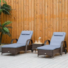 UOPYNE Pool Patio Chaise with Wheels, 3 Pieces Patio Furniture Set, Wicker Outdoor Chaise Lounge Set of, Adjustable Backrest PE Rattan Pool Lounge Chair for Outside Sunbathing Camping Beach