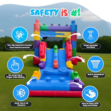 Inflatable Water Slide Bounce House Combo with Dual Lanes, Basketball Hoop, and Splash Pool | 26ft x 12ft x 12ft | Commercial Grade Backyard Water Park | Blower and Storage Bag Included