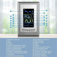 CVGfko Digital Weather Station with Forecast/Temperature/Clock/Moon Phase, with Sensor, LCD Touch Screen, Temperature Humidity Monitor, Weather Forecast/6157