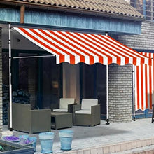 Retractable Patio Awning Adjustable Waterproof Canopy with Hand Crank Balcony Sun Shade Shelter for Windows & Doors - Red & White Frame 400cm Size