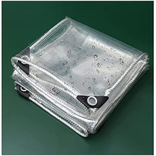 Transparent Tarpaulin with Grommets, Clear Tarp Cover Waterproof, Canvas Tarps Waterproof, for Garden Furniture Plants Greenhouse,Clear_2x3m/6x9ft (Clear 4x4m/12x12ft)