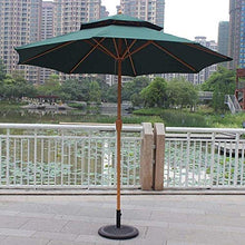 JIIPOREGJ Outdoor Garden Parasols Parasols 9Ft / 270Cm Double Top Garden Patio Umbrella with Crank Handle, Sun Shade Waterproof Protection for Terrace, Balcony, Pool, Beach,Dark Green-A