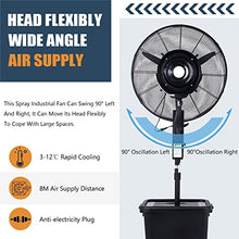 HUXUZYDY Adjustable Height Misting Fan Outdoor Patio, 3 Wind Modes Outdoor Fan Misters for Cooling, Industrial Standing Fan with Mist, Black,71cm/28in,71cm/28in