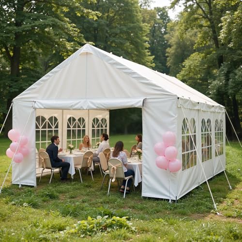 Heavy-Duty Outdoor Canopy Tent with Removable Sidewalls and Reinforced Steel Frame for Backyard, Patio, or Commercial Use (10X20')