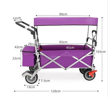 CWENZXDIA Garden Wagon Folding Garden Trolley Cart Heavy Duty Wagon with Canopy for Outdoor Camping Beach Pull Truck with 4 Wheels Utility Cart(Grey)