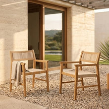NTC Terra 8 Pieces Solid Wood Armchairs with Handwoven Rope Seat & Back, Indoor & Outdoor Dining Chairs for Patio Dining Sets, Modern Patio Chairs with Arms, Easy Assembly, Natural
