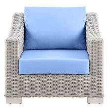 Modway Conway Outdoor Patio Wicker Rattan Armchair Light Gray Light Blue