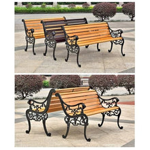 Garden Bench Patio Bench Porch Bnech Chair Deck Hardwood Cast Iron Love Seat,Weather Proof Patio Furniture Bench Chair Slatted seat, for Lawn Yard Porch Work Entryway
